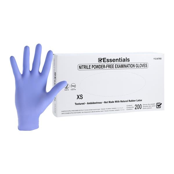 Essentials EDLP Nitrile Exam Gloves X-Small Periwinkle Non-Sterile 200/Bx