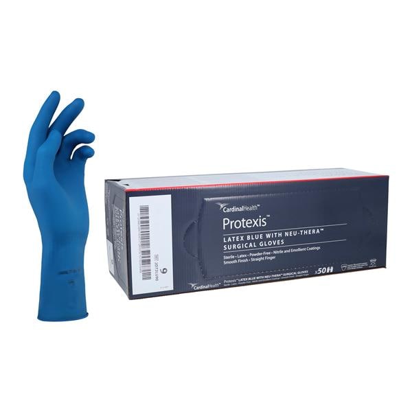 Protexis Latex Surgical Gloves 9 Blue 50Pr/Bx, 4 BX/CA