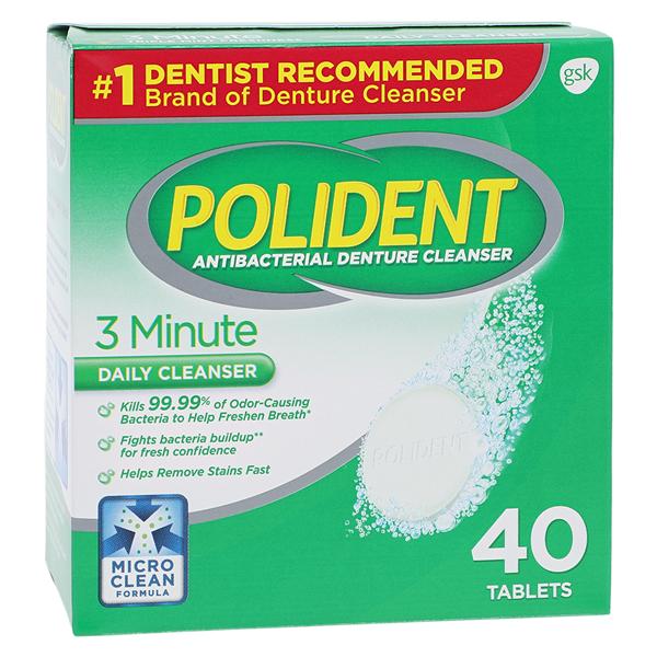 Polident Denture Cleanser Hand Triple Mint Fresh Tablets 40/Bx