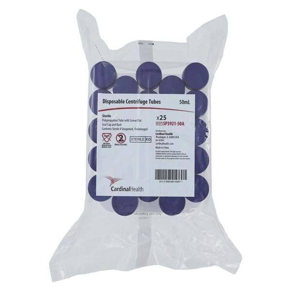 Centrifuge Tube Polypropylene 50mL Sterile 25/Pk, 20 PK/CA