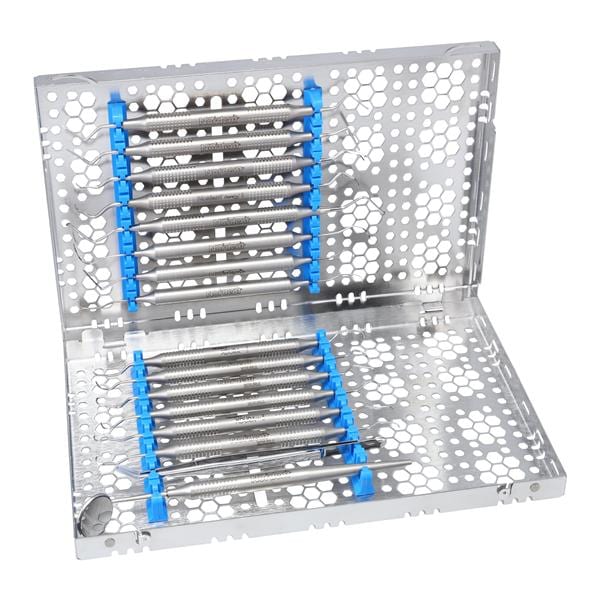 Double Decker Cassette 100% Stainless Steel Medium Blue 16 Instruments Each