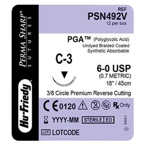 Perma Sharp Suture 6-0 18" Polyglycolic Acid Braid C-3 Undyed 12/Pk