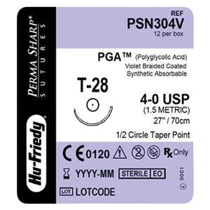Perma Sharp Suture 4-0 27" Polyglycolic Acid Braid T-28 Violet 12/Bx