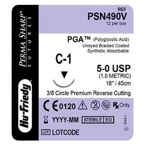 Perma Sharp Suture 5-0 18" Polyglycolic Acid Braid C-1 Undyed 12/Pk