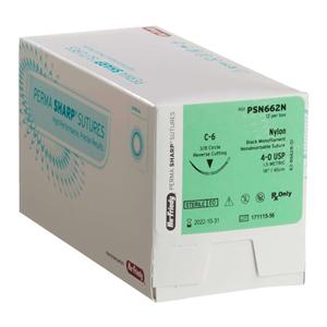 Perma Sharp Suture 4-0 18" Nylon Monofilament C-5 Black 12/Pk