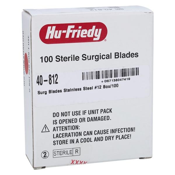 Stainless Steel Sterile Surgical Blade #12 100/Bx