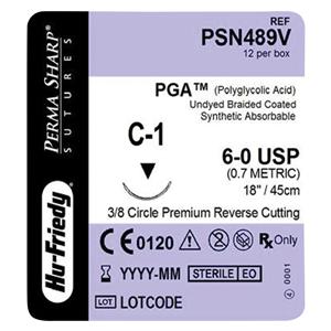 Perma Sharp Suture 6-0 18" Polyglycolic Acid Braid C-1 Undyed 12/Pk