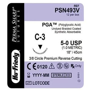 Perma Sharp Suture 5-0 18" Polyglycolic Acid Braid C-3 Undyed 12/Pk