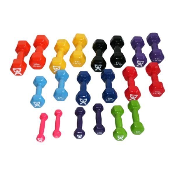 CanDo Weight Dumbbell 1-10lb Cast Iron/Vinyl Coated Assorted Colors