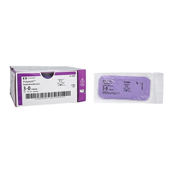 Polysorb Suture 3-0 30" Polyester Braid P-12 Undyed 36/Ca