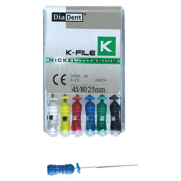 Hand K-File 25 mm Size 08 Nickel Titanium 0.02 6/Bx