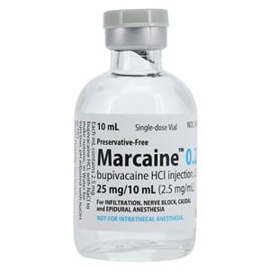 Marcaine Injection 0.25% Preservative Free SDV 10mL 10/Package, 10 BX/CA