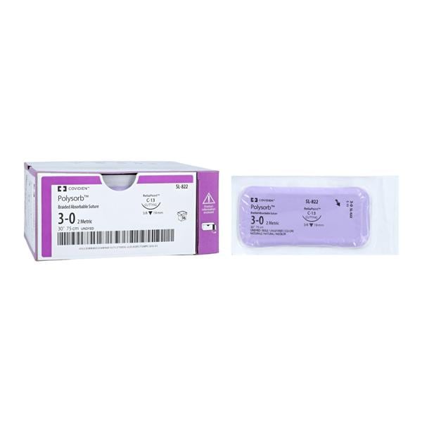 Polysorb Suture 3-0 30" Polyester Braid C-13 Undyed 36/Ca