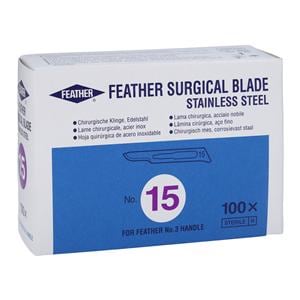 Feather Stainless Steel Sterile Surgical Scalpel Blade Size 15 Disposable 100/Bx