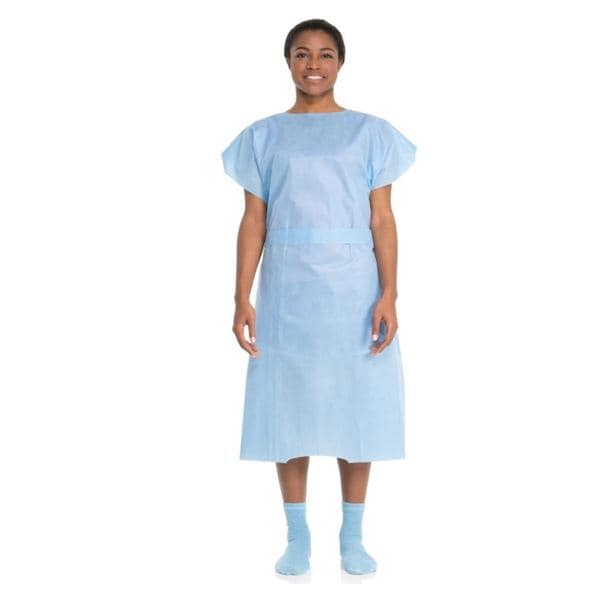Patient Gown 30 in x 42 in Blue Universal SMS Disposable 100/Ca
