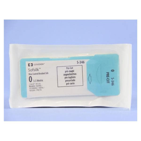 Sofsilk Suture 0 24" Silk Braid Black 24/Ca