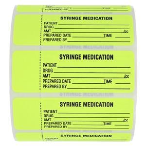 Label Paper Syringe Medication Fluorescent Yellow 1x3" 1-1/2" Core 1000/Rl