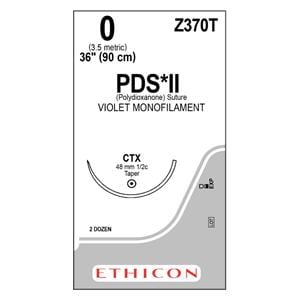 PDS II Suture 0 36" Polydioxanone Monofilament CTX Violet 24/Bx
