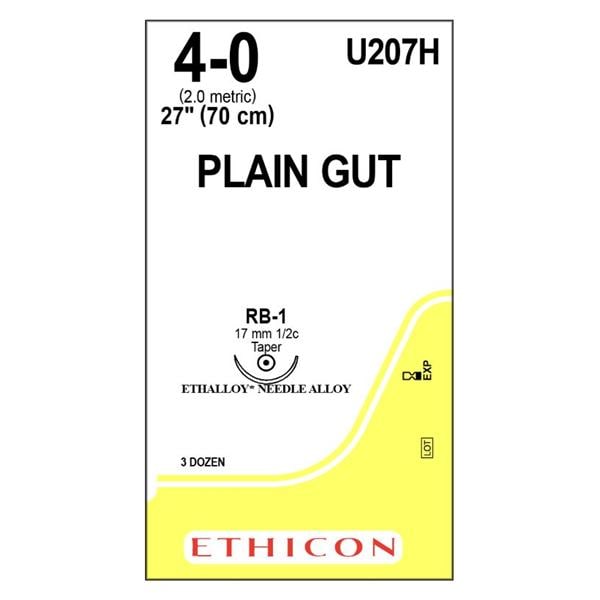Suture 4-0 27" Plain Gut Monofilament RB-1 Yellowish Tan 36/Bx product image