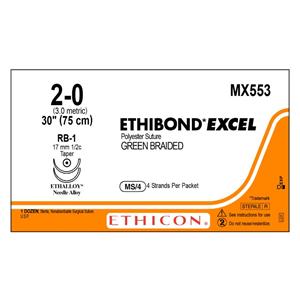 Ethibond Excel Suture 2-0 4-30" Polyester Braid RB-1 Green Bx