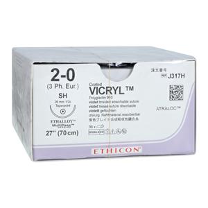 Vicryl Suture 2-0 27" Polyglactin 910 Braid SH Violet 36/Bx