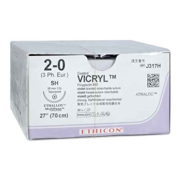 Vicryl Suture 2-0 27" Polyglactin 910 Braid SH Violet 36/Bx