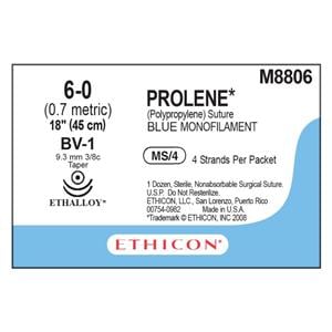 Prolene Suture 6-0 4x18" Polypropylene Monofilament BV-1/BV-1 Blue 12/Bx
