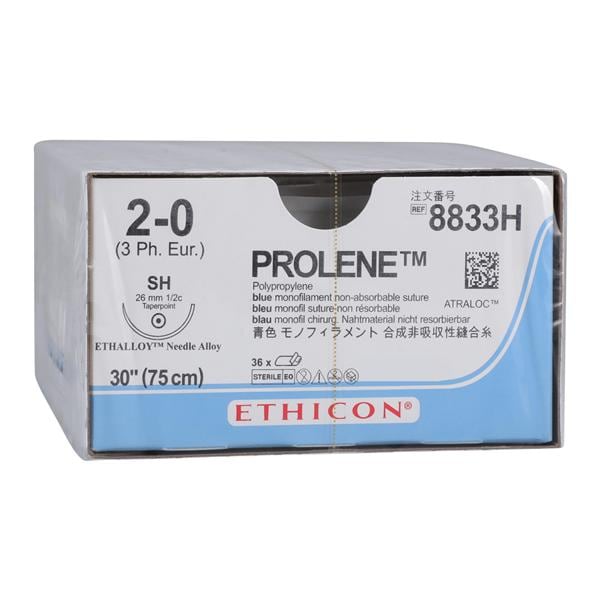 Prolene Suture 2-0 30" Polypropylene Monofilament SH Blue 36/Bx