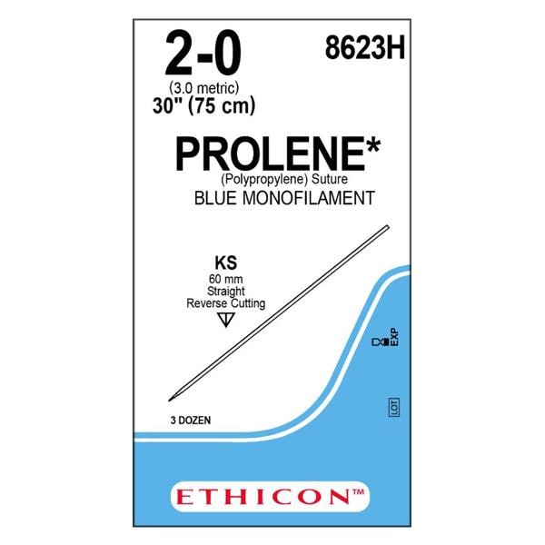 Prolene Suture 2-0 30" Polypropylene Monofilament KS Blue 36/Bx