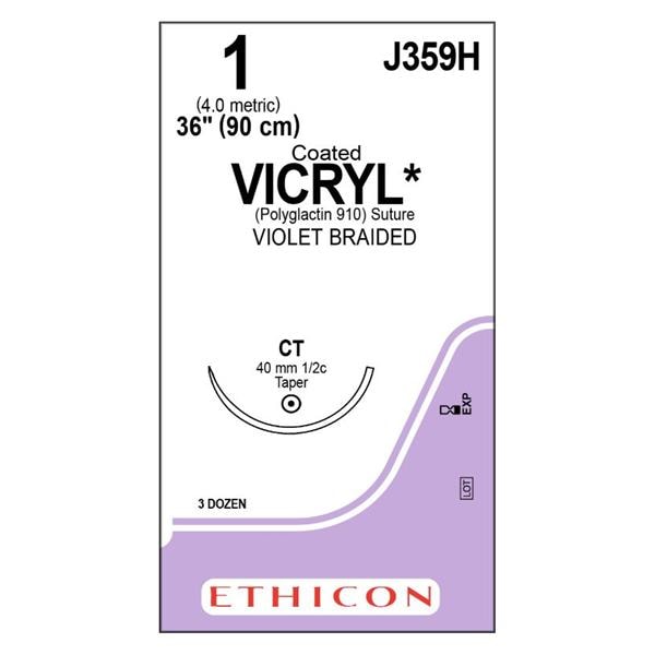 Vicryl Suture 1 36" Polyglactin 910 Braid CT Violet 36/bx