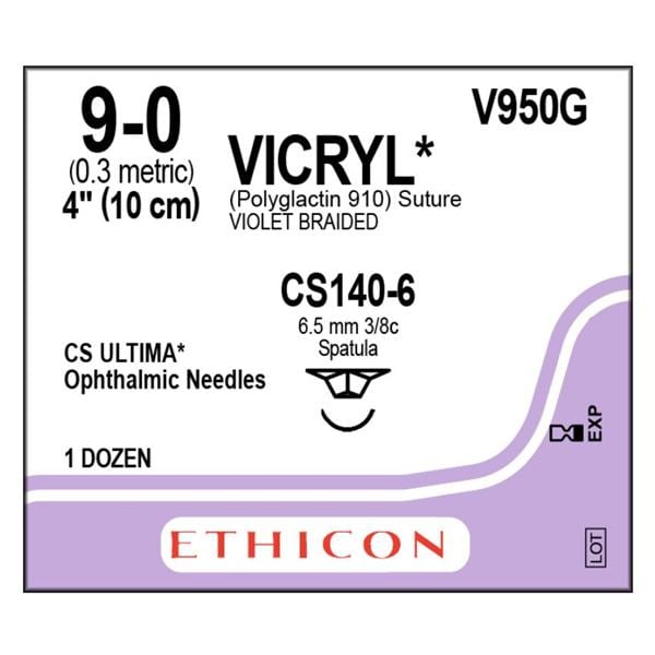 Vicryl Suture 9-0 4" Polyglactin 910 Braid CS140-6 Violet 12/Bx