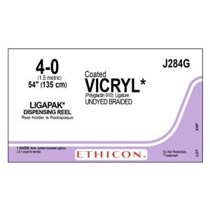 Vicryl Suture 4-0 54" Polyglactin 910 Braid Undyed 12/Bx