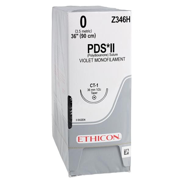 PDS II Suture 0 36" Polydioxanone Monofilament CT-1 Violet 36/Bx
