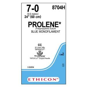 Prolene Suture 7-0 24" Polypropylene Monofilament CC/CC Blue 36/Bx