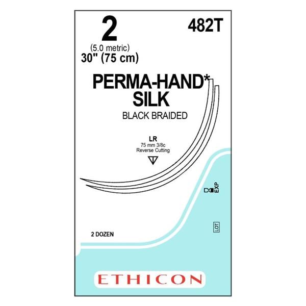 Perma-Hand Suture 2 1x30" Silk Braid LR/LR Black 24/Bx