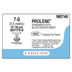 Prolene Suture 7-0 2-18" Polypropylene Monofilament BV175-8/BV175-8 Blue 12/Bx
