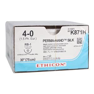 Perma-Hand Suture 4-0 30" Silk Braid RB-1 Black 36/Bx