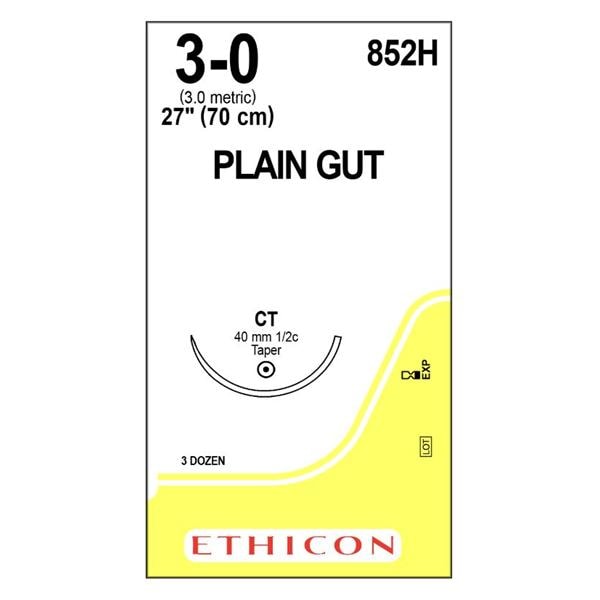 _ Suture 3-0 1x27" Plain Gut Monofilament CT Yellowish Tan 36/Bx