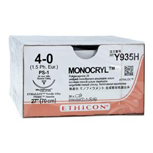 Monocryl Suture 4-0 27" Poliglecaprone 25 Monofilament PS-1 Undyed 36/Bx