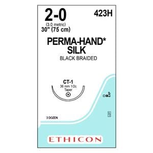 Perma-Hand Suture 2-0 30" Silk Braid CT-1 Black 36/Bx