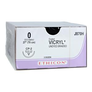 Vicryl Suture 0 27" Polyglactin 910 Braid CP-2 Undyed 36/Bx