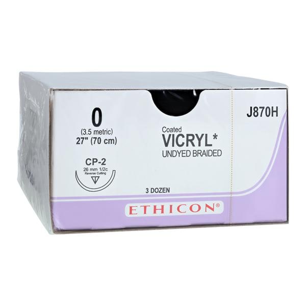 Vicryl Suture 0 27" Polyglactin 910 Braid CP-2 Undyed 36/Bx