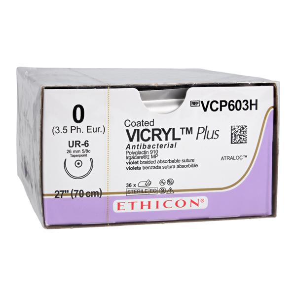 Vicryl Plus Suture 0 27" Triclosan/Polyglactin 910 Braid UR-6 Violet 36/Bx