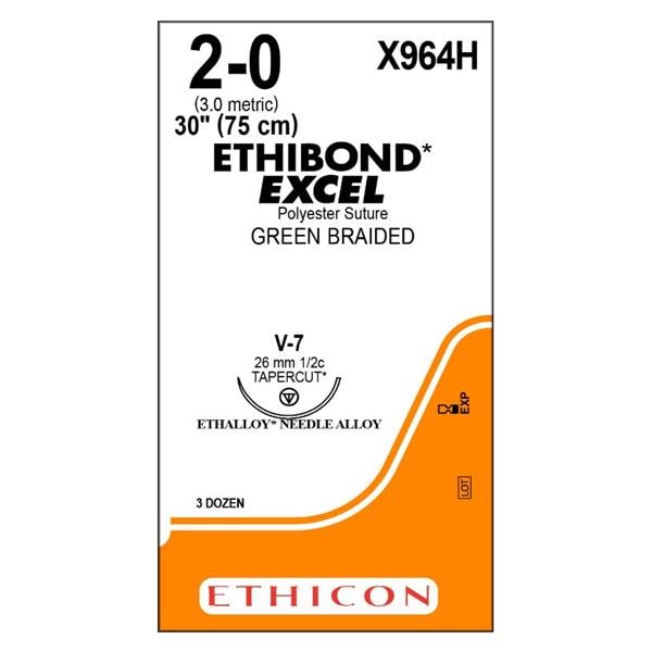 Ethibond Excel Suture 2-0 30" Polyester Braid V-7 Green 36/Bx