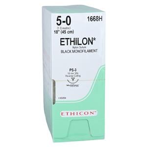 Ethilon Suture 5-0 18" Nylon Monofilament PS-3 Black 36/Bx