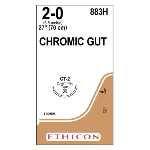 Suture 2-0 1-27" Chromic Gut Monofilament CT-2 Brown 36/Bx