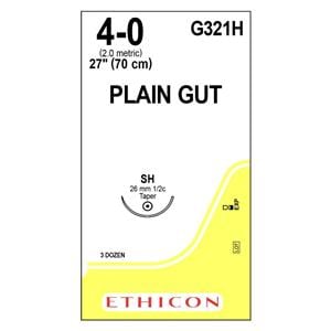_ Suture 4-0 27" Plain Gut Monofilament SH Yellowish Tan 36/Bx