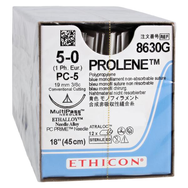 Prolene Suture 5-0 18" Polypropylene Monofilament PC-5 Blue 12/Bx