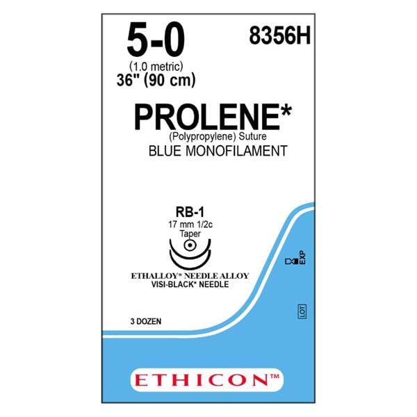Prolene Suture 5-0 36" Polypropylene Monofilament RB-1/RB-1 Blue 36/Bx
