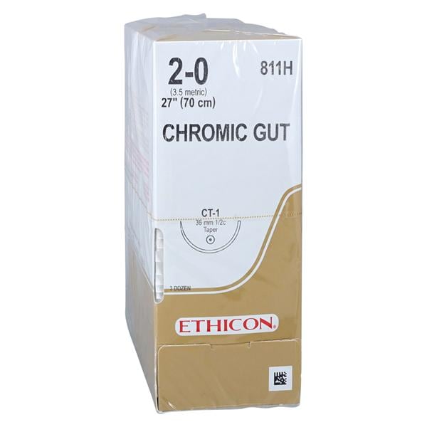 Suture 2-0 27" Chromic Gut Monofilament CT-1 Brown 36/Bx